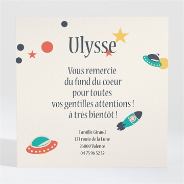 Remerciement naissance planète et fusée