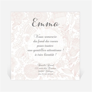 Remerciement naissance en filigrane