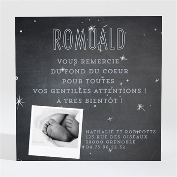 Remerciement naissance photos sur ardoise garçon