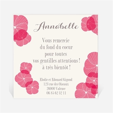 Remerciement naissance couvert de fleurs