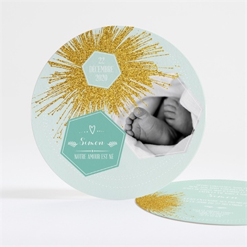 Faire-part naissance feu d'artifice doré