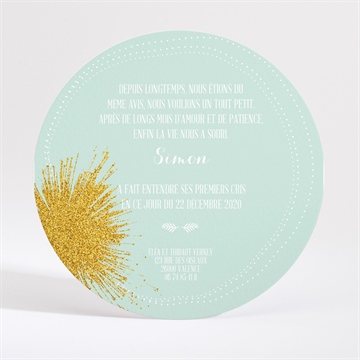 Faire-part naissance feu d'artifice doré - Dos du faire-part