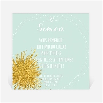 Remerciement naissance feu d'artifice doré