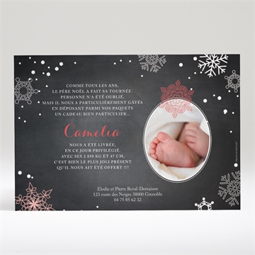 Faire-part naissance belle nouvelle d'hiver - Dos du faire-part