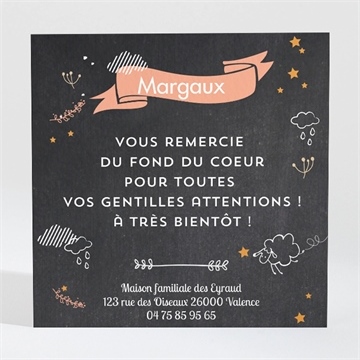 Remerciement naissance carte noire