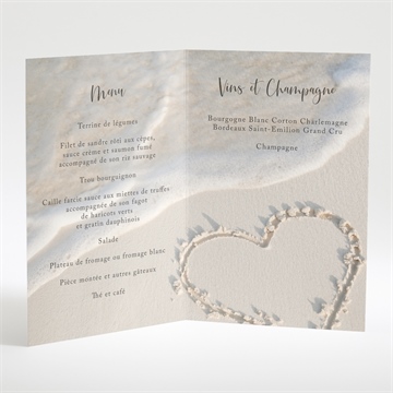 Menu mariage dans le sable - Menu ouvert