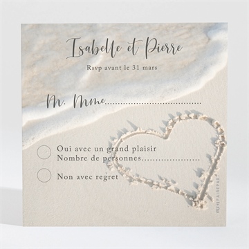 Carton réponse mariage dans le sable plié