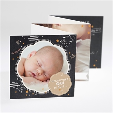 Faire-part naissance carte noire