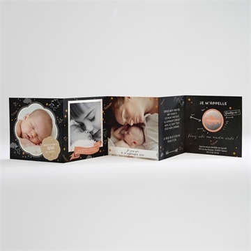 Faire-part naissance carte noire - Intérieur du faire-part gratté