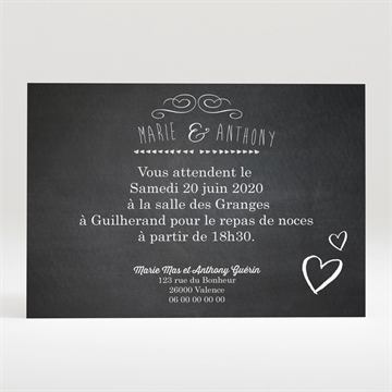 Carton d'invitation mariage photomaton et ardoise