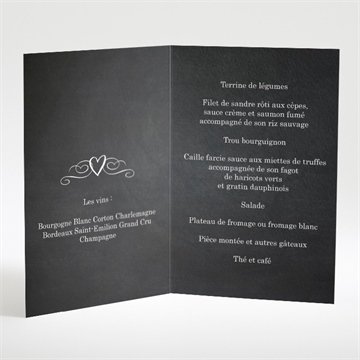 Menu mariage photomaton et ardoise - Intérieur du menu