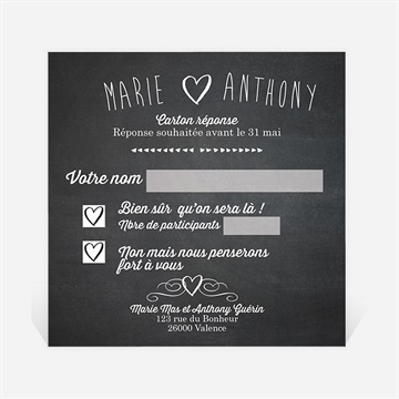 Carton réponse mariage photomaton et ardoise