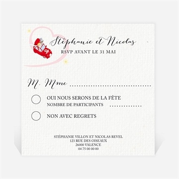Carton réponse mariage en route vers notre bonheur