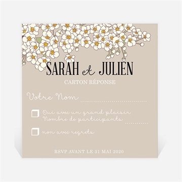 Carton réponse mariage classique sobre et simple