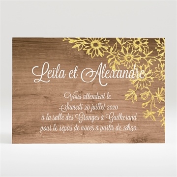 Carton d'invitation mariage fond en bois