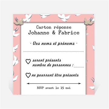 Carton réponse mariage nos motifs hirondelles