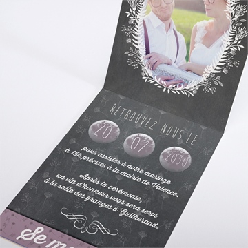 Faire-part mariage découpe ardoise photo - Intérieur du faire-part gratté