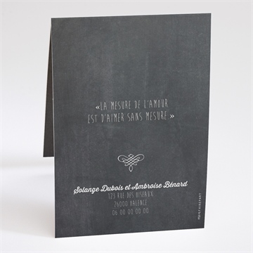 Faire-part mariage découpe ardoise photo - Dos du faire-part