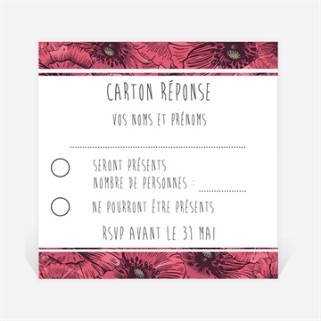 Carton réponse mariage champs de coquelicots