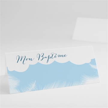 Marque-place baptême duvet en rondeur étiquette