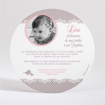 Faire-part de baptême rondeur et douceur ! - Dos du faire-part