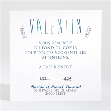 Remerciement naissance pêle mêle frais et moderne