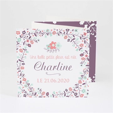 Faire-part naissance accordéon fleurs photo