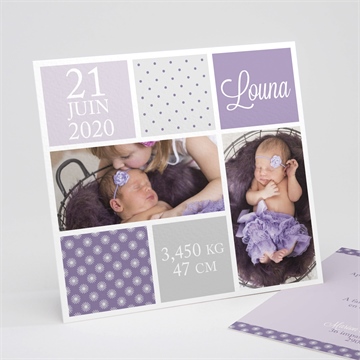 Faire-part naissance photos et imprimés féminins