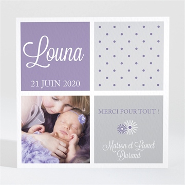 Remerciement naissance photos et imprimés féminins