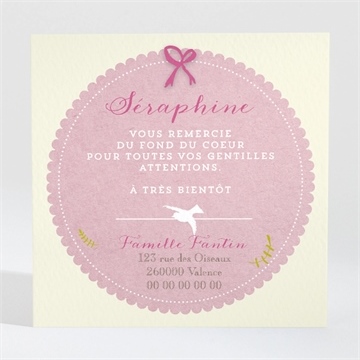 Remerciement naissance petit nœud et dentelle fille