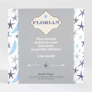 Remerciement naissance médaillon étoilé