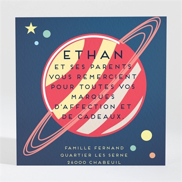 Remerciement naissance il débarque sur terre