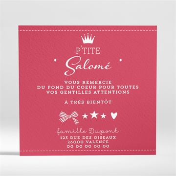 Remerciement naissance bienvenue petite princesse