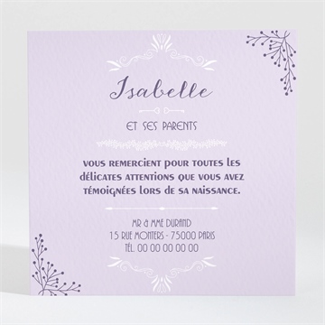 Remerciement naissance baroque vintage