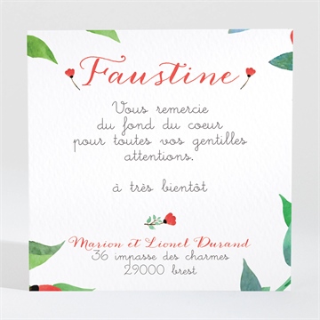 Remerciement naissance petites fleurs champêtres