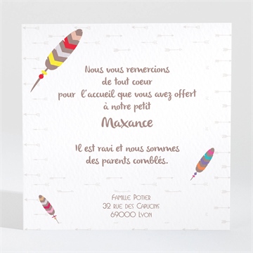 Remerciement naissance petit indien renard