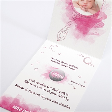 Faire-part naissance joli conte - Intérieur du faire-part gratté