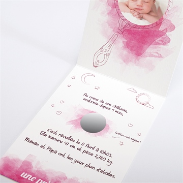 Faire-part naissance joli conte - Intérieur du faire-part non gratté