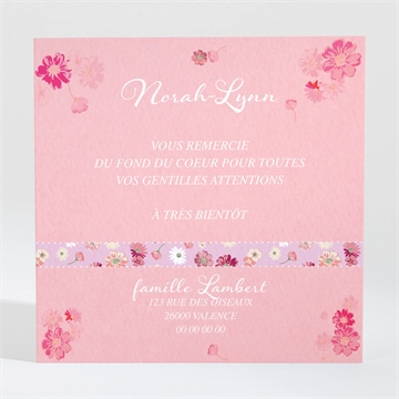 Remerciement naissance triptyque rose photo