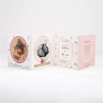 Faire-part naissance motifs graphiques et photo - Intérieur du faire-part