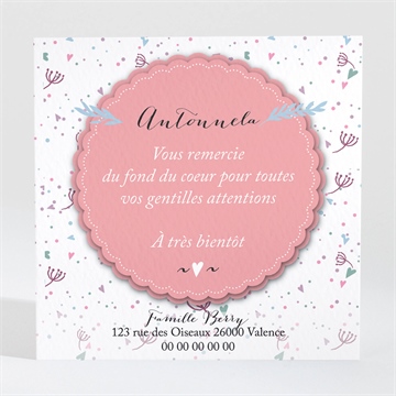 Remerciement naissance motifs graphiques et photo