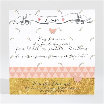 Remerciement naissance délicats papillons