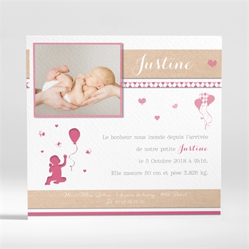 Faire-part naissance notre petit bonheur - Dos du faire-part