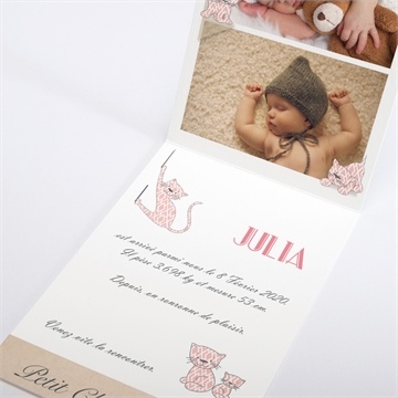 Faire-part naissance graphismes géométriques rose - Intérieur du faire-part