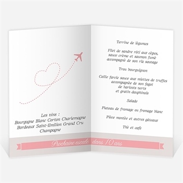 Menu anniversaire de mariage invitation air union - Menu ouvert