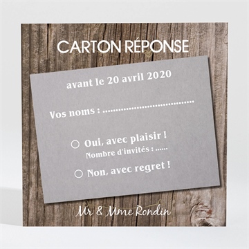 Carton réponse anniversaire de mariage les noces de bois