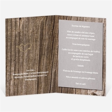 Menu anniversaire de mariage les noces de bois - Menu ouvert