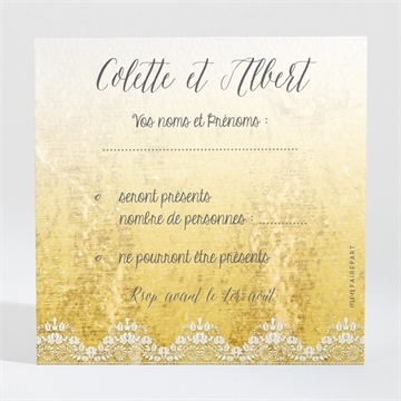 Carton réponse anniversaire de mariage joli noeud or