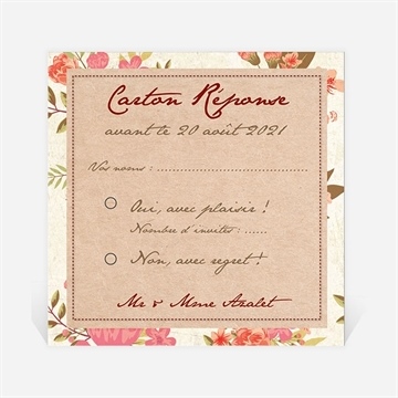 Carton réponse anniversaire de mariage carte invitation classique