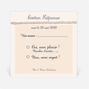 Carton réponse anniversaire de mariage ficelle pastel trompe l'oeil